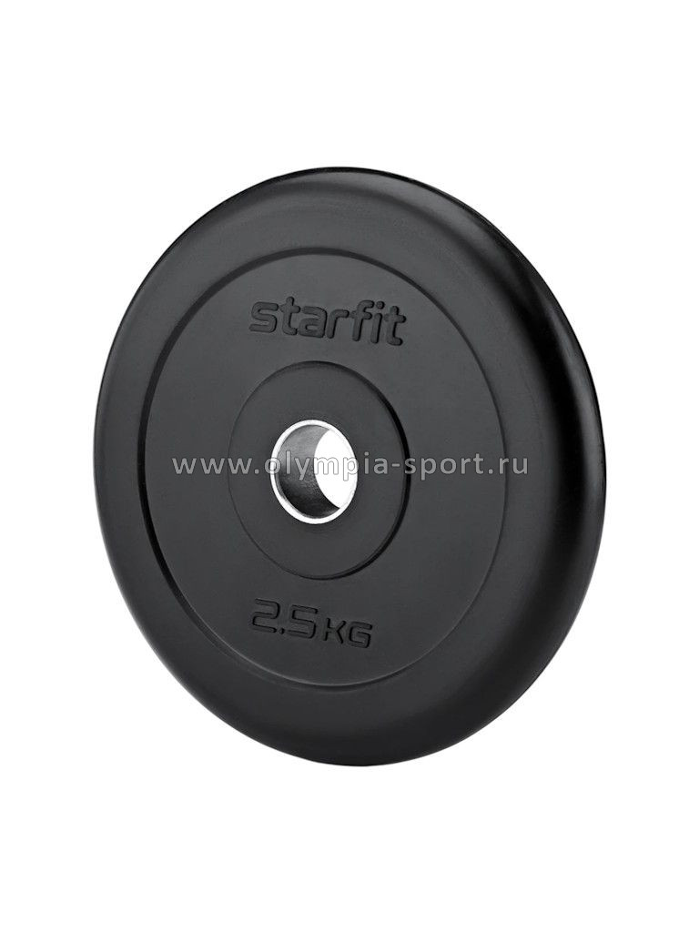 Диск обрезиненный STARFIT BB-202 d 26 мм 2,5 кг, стальная втулка, черный